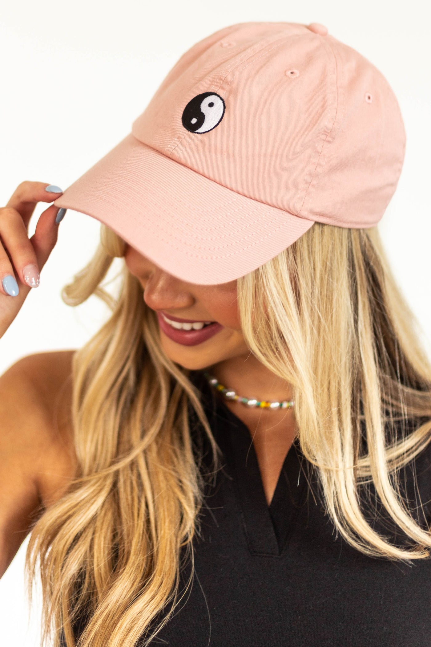 Hazy Blush Yin Yang Embroidered Baseball Cap