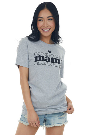 Heather Grey Bubble Letter 'Mama' Graphic Tee