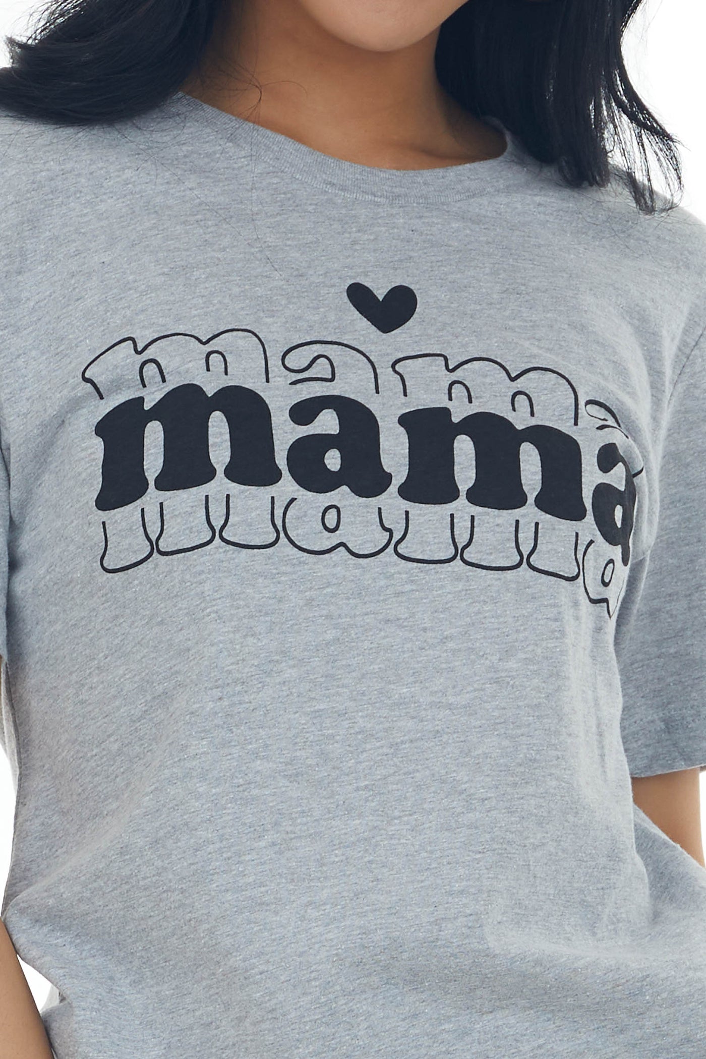 Heather Grey Bubble Letter 'Mama' Graphic Tee