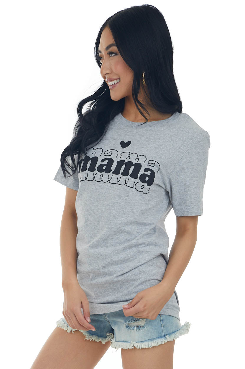 Heather Grey Bubble Letter 'Mama' Graphic Tee