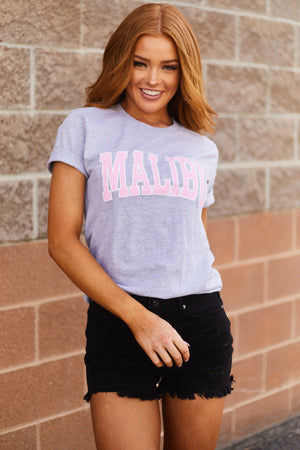 Heather Grey 'Malibu' Graphic Tee Shirt