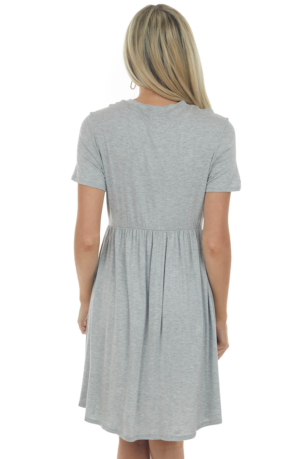 Heather Grey Short Sleeve Babydoll Knit Dress