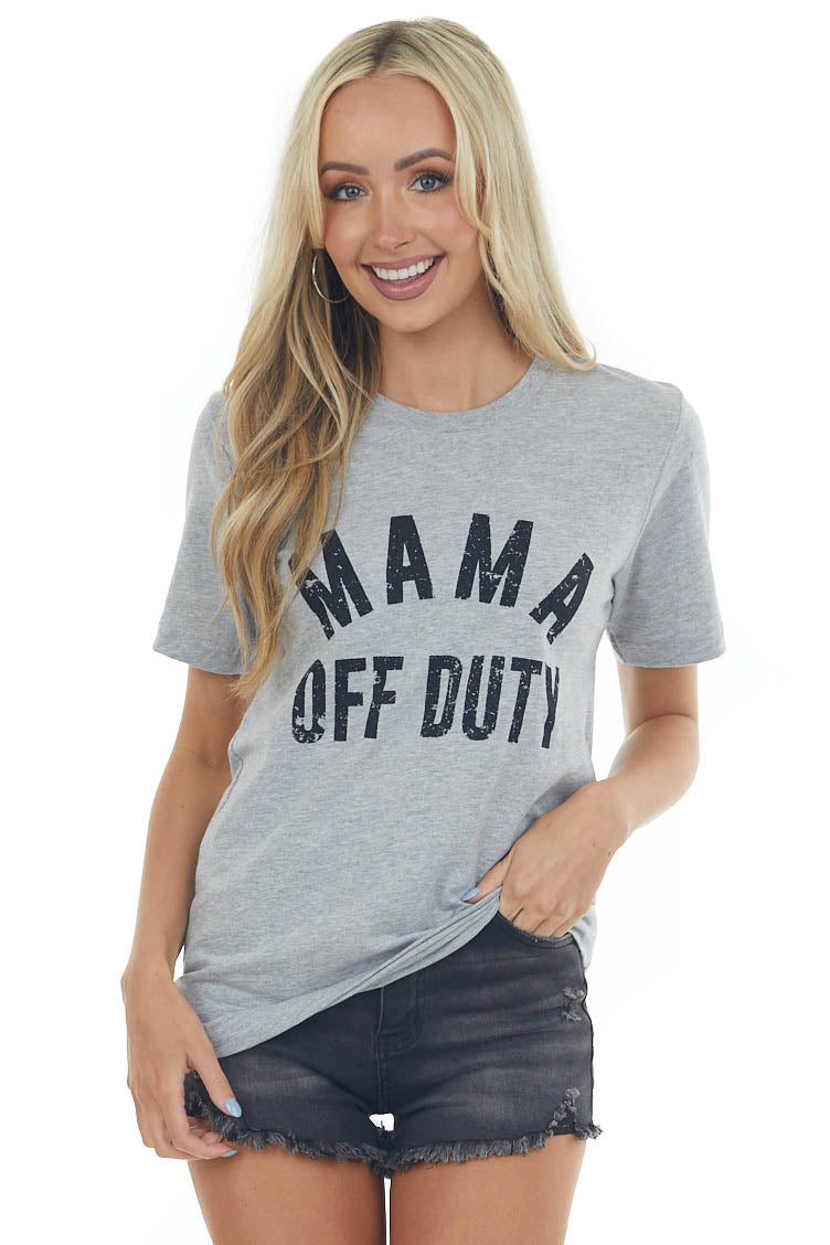 Heather Grey Vintage 'Mama Off Duty' Graphic Tee