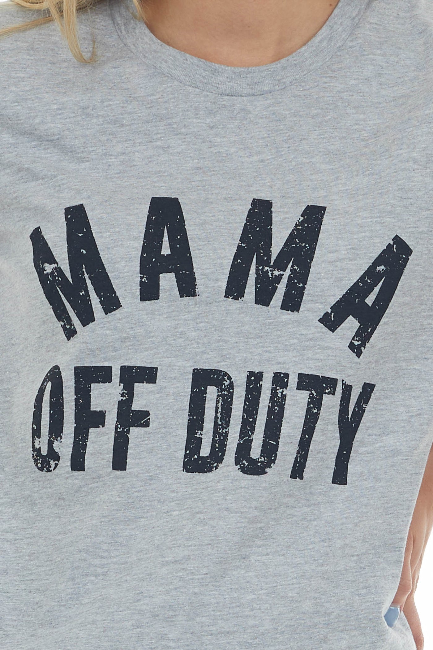 Heather Grey Vintage 'Mama Off Duty' Graphic Tee