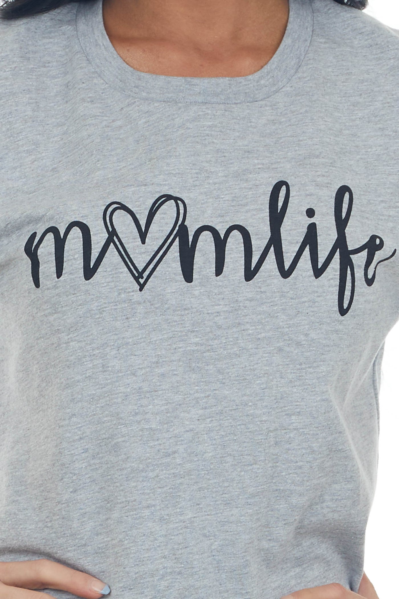 Heather Grey 'Mom Life' Heart Graphic Tee