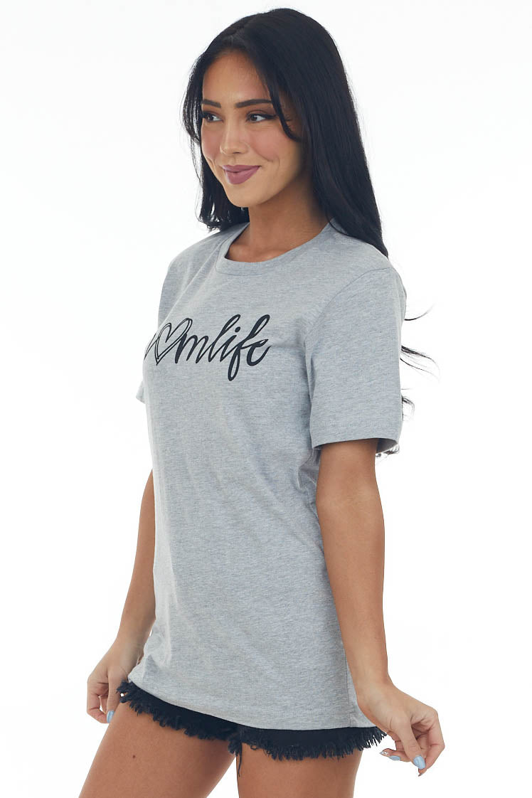 Heather Grey 'Mom Life' Heart Graphic Tee