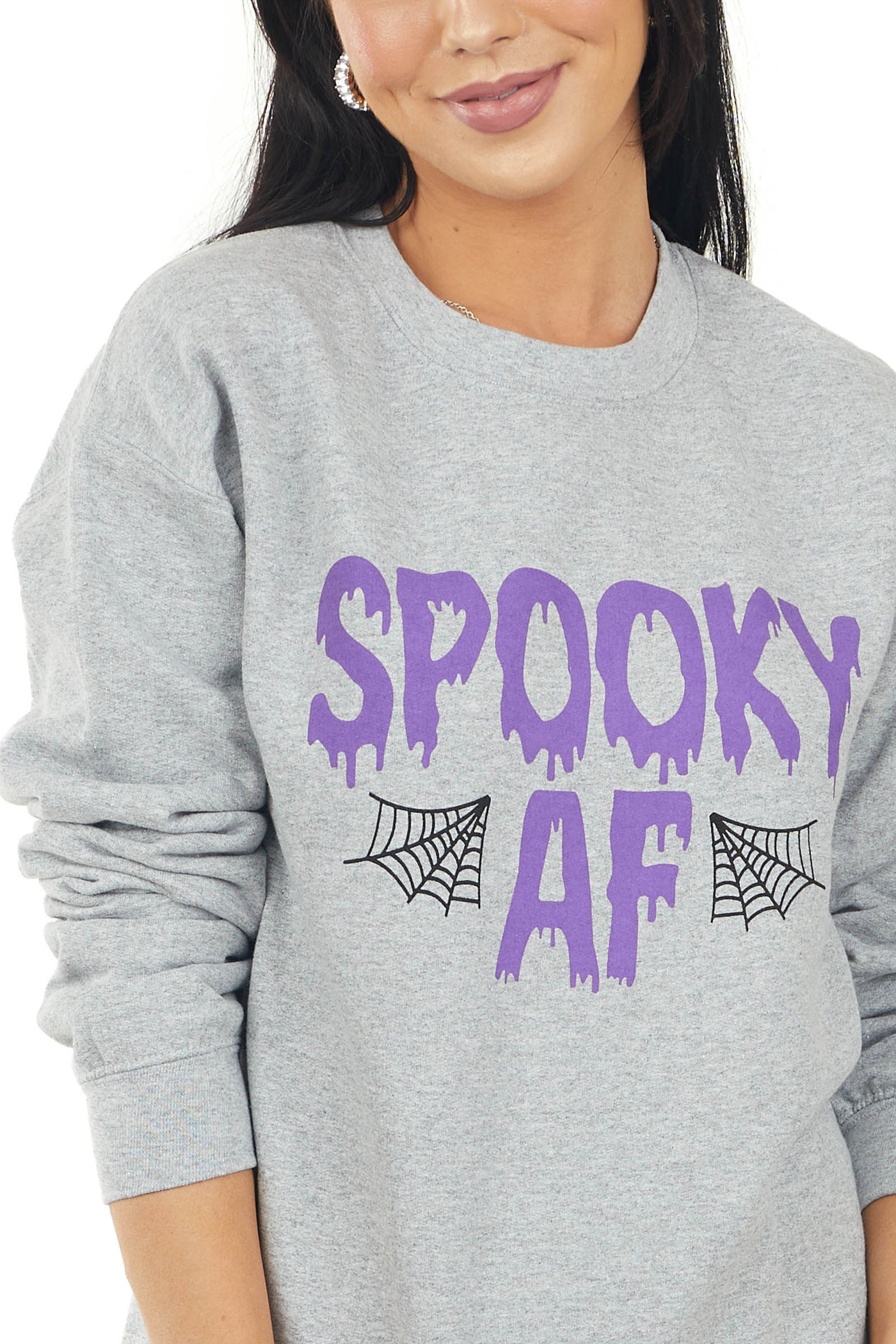 Heather Grey 'Spooky AF' Graphic Sweatshirt