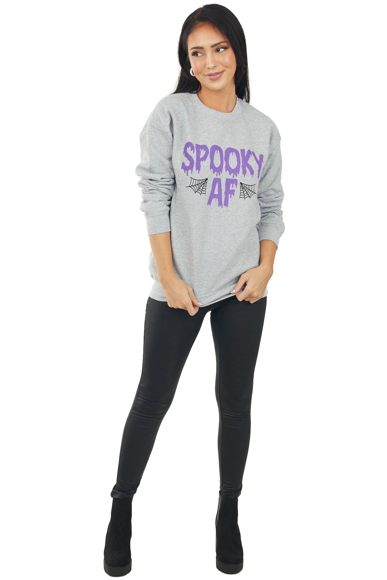 Heather Grey 'Spooky AF' Graphic Sweatshirt