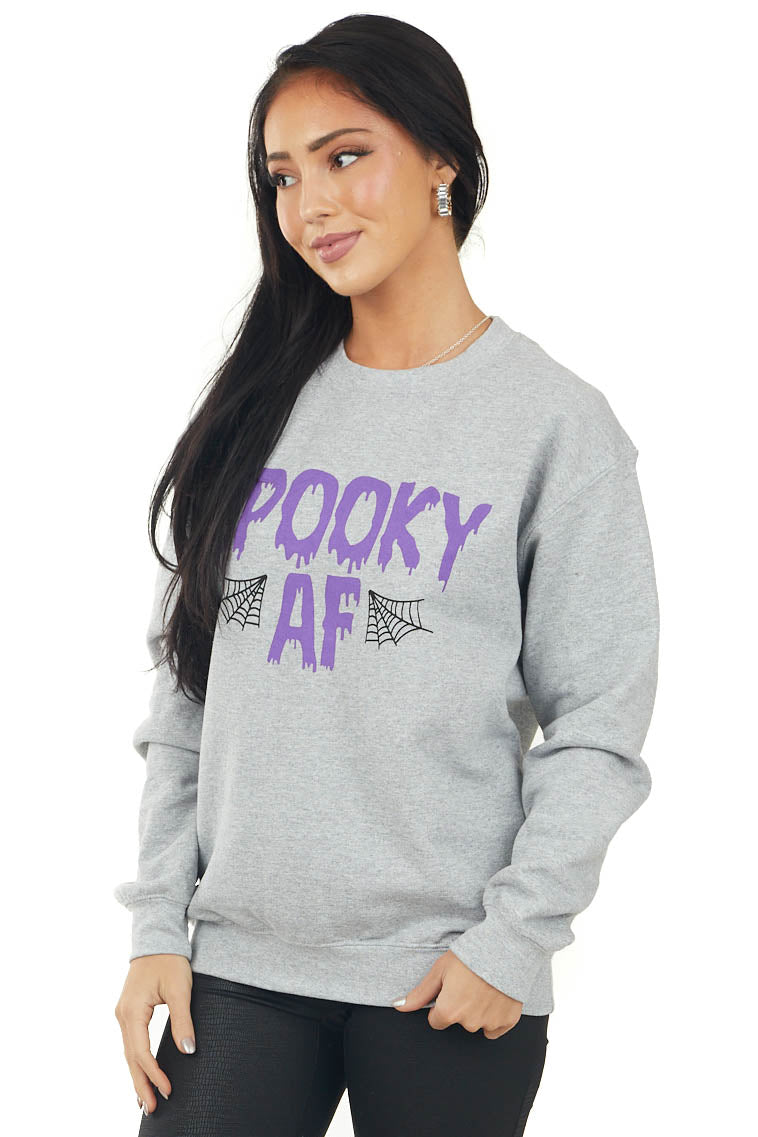 Heather Grey 'Spooky AF' Graphic Sweatshirt
