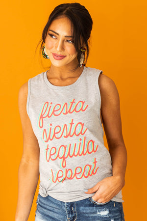 Heather Grey 'Fiesta Siesta Tequila' Tank Top