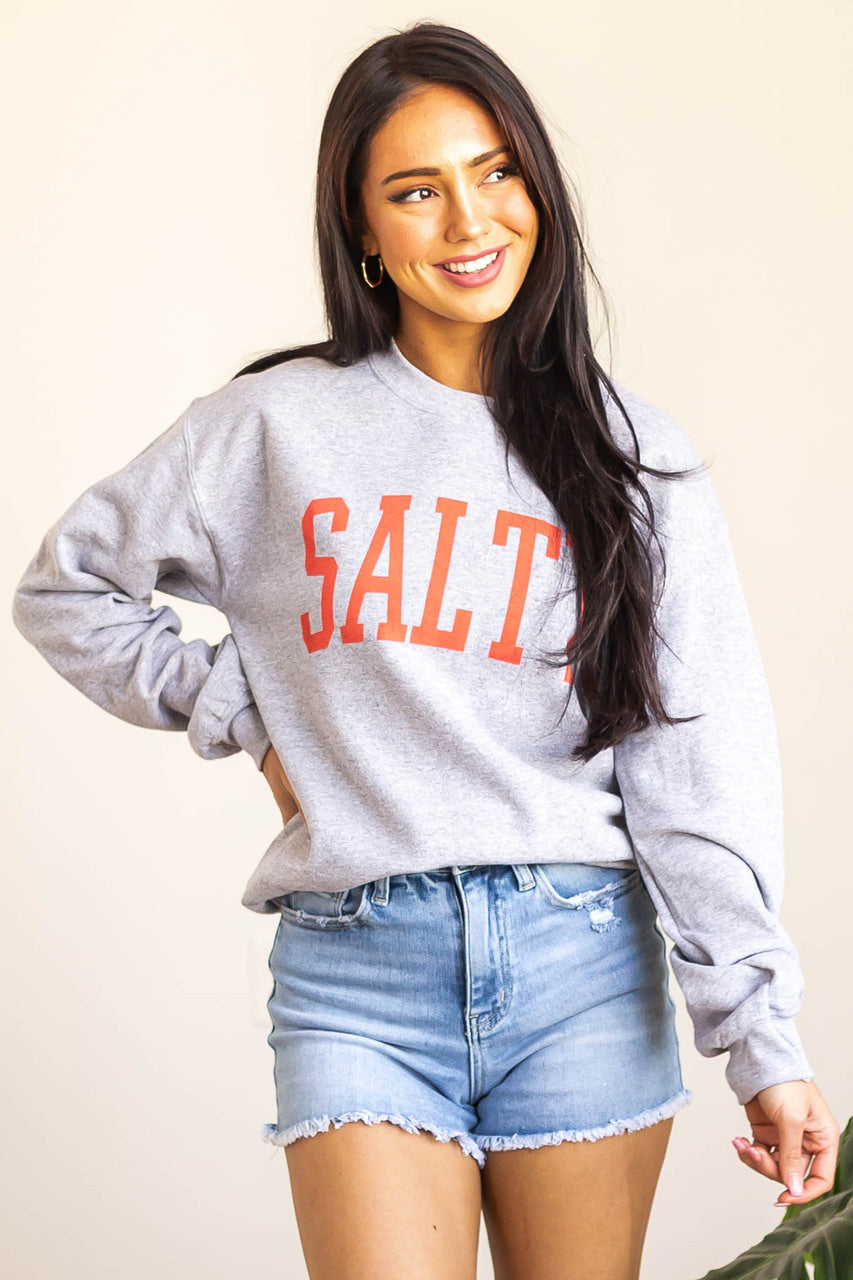 Heather Grey 'Salty' Graphic Sweatshirt 