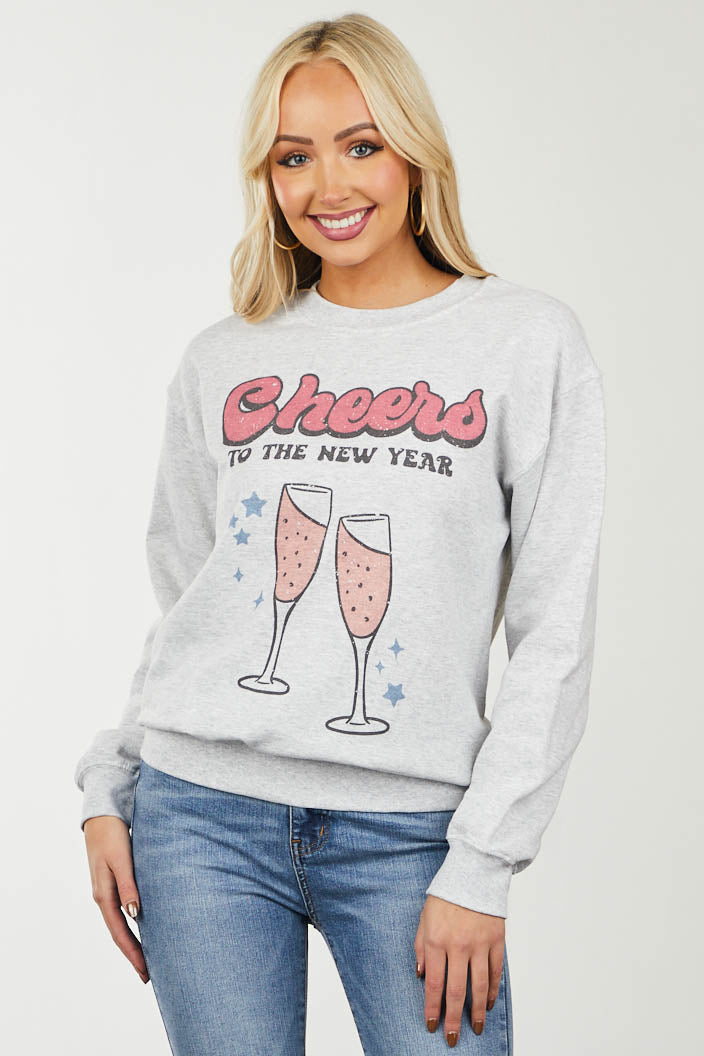 Heathered Grey 'Cheers To The New Year' Sweatshirt