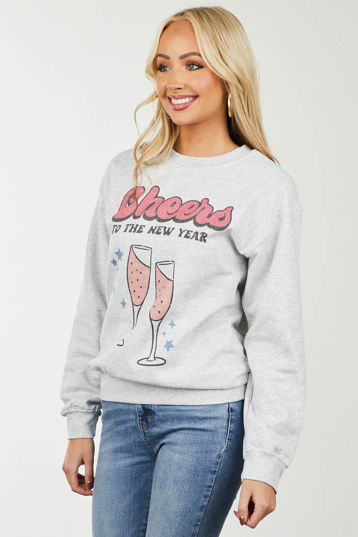 Heathered Grey 'Cheers To The New Year' Sweatshirt