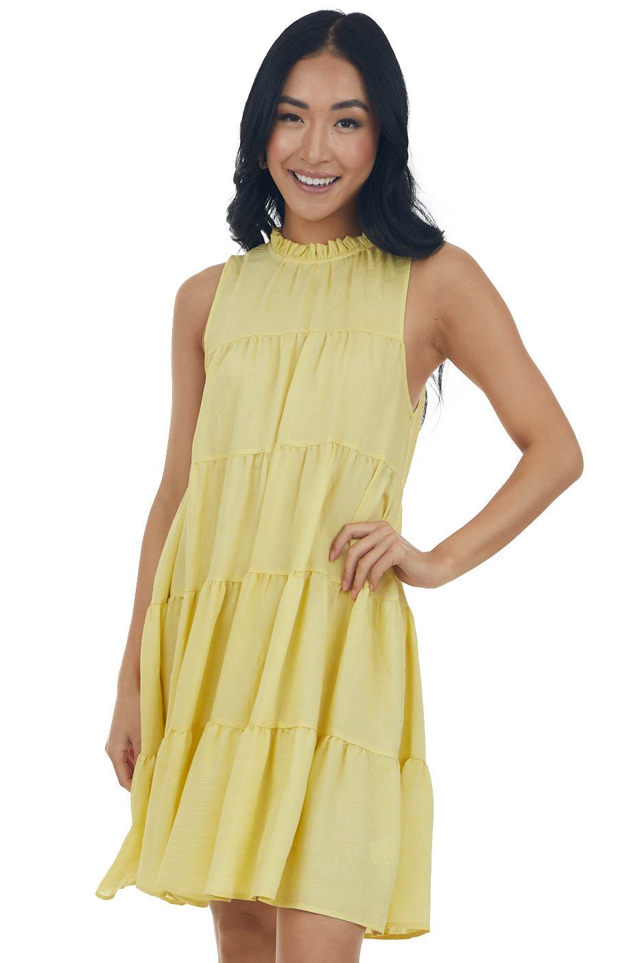 Honeysuckle Babydoll Tiered Woven Mini Dress