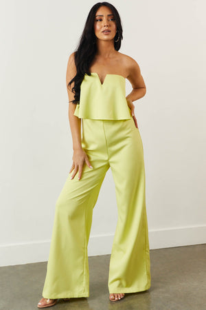 Honeysuckle Ruffle Overlay Strapless Jumpsuit