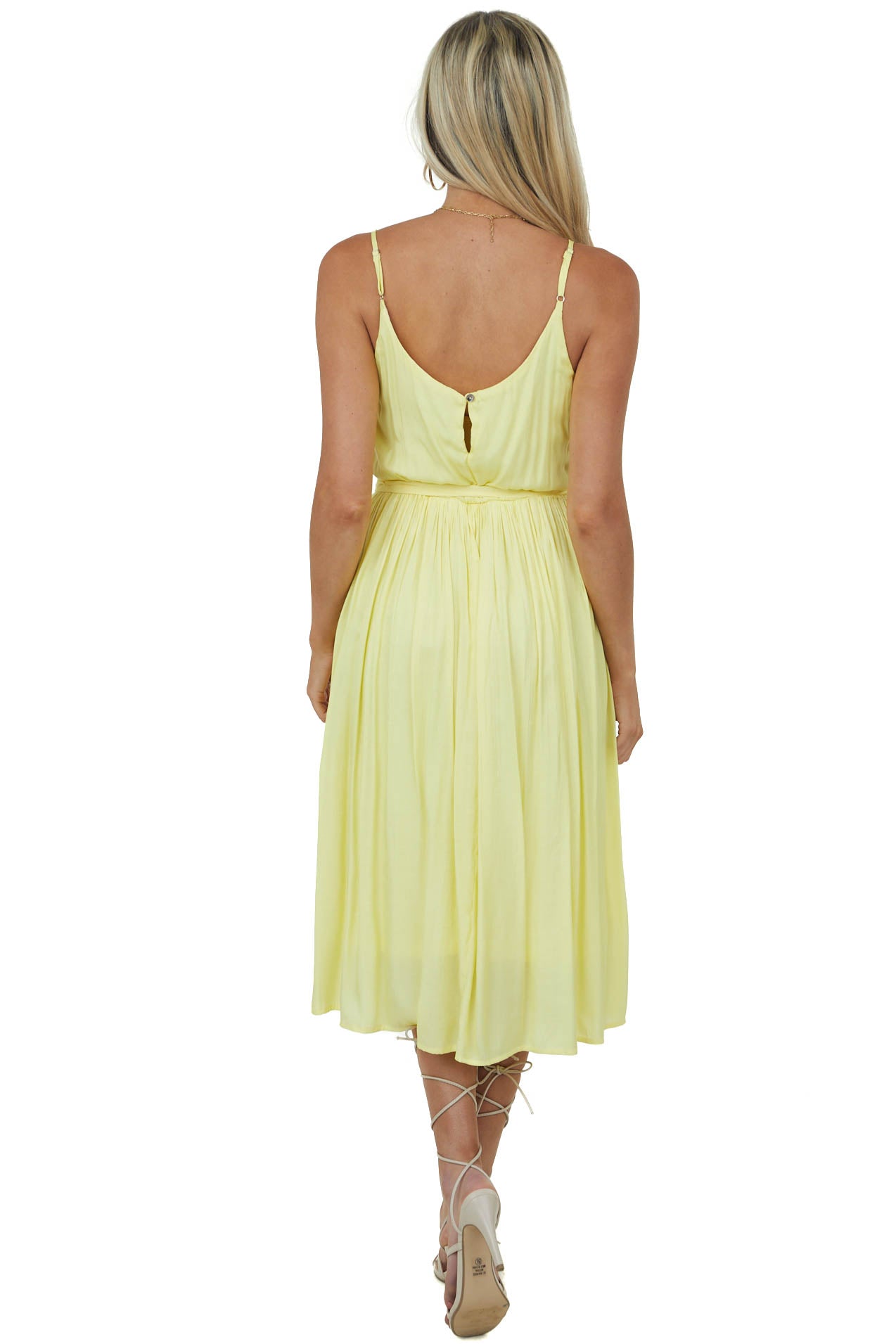 Honeysuckle V Neck Pleated Woven Midi Dress