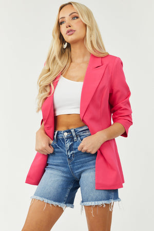Hot Pink Double Button Blazer with Pockets