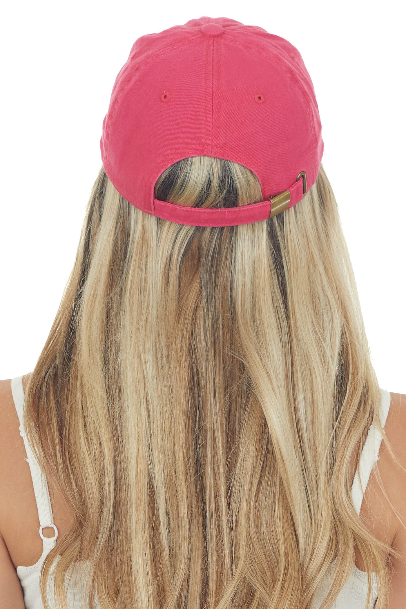 Hot Pink Smiley Face Embroidered Baseball Cap