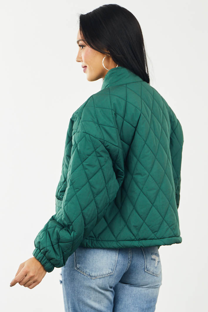 Hunter Green Quilted Jacket with Front Pockets