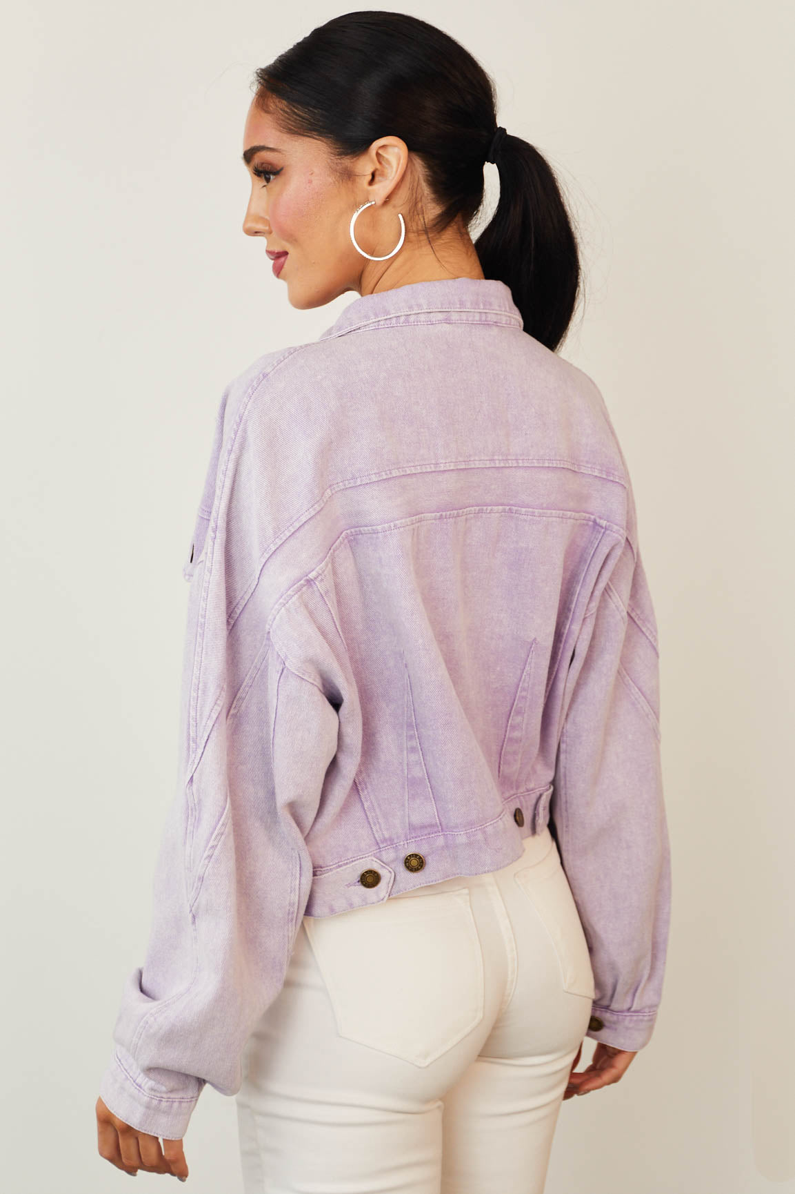 Iris Collared Neck Button Up Denim Jacket