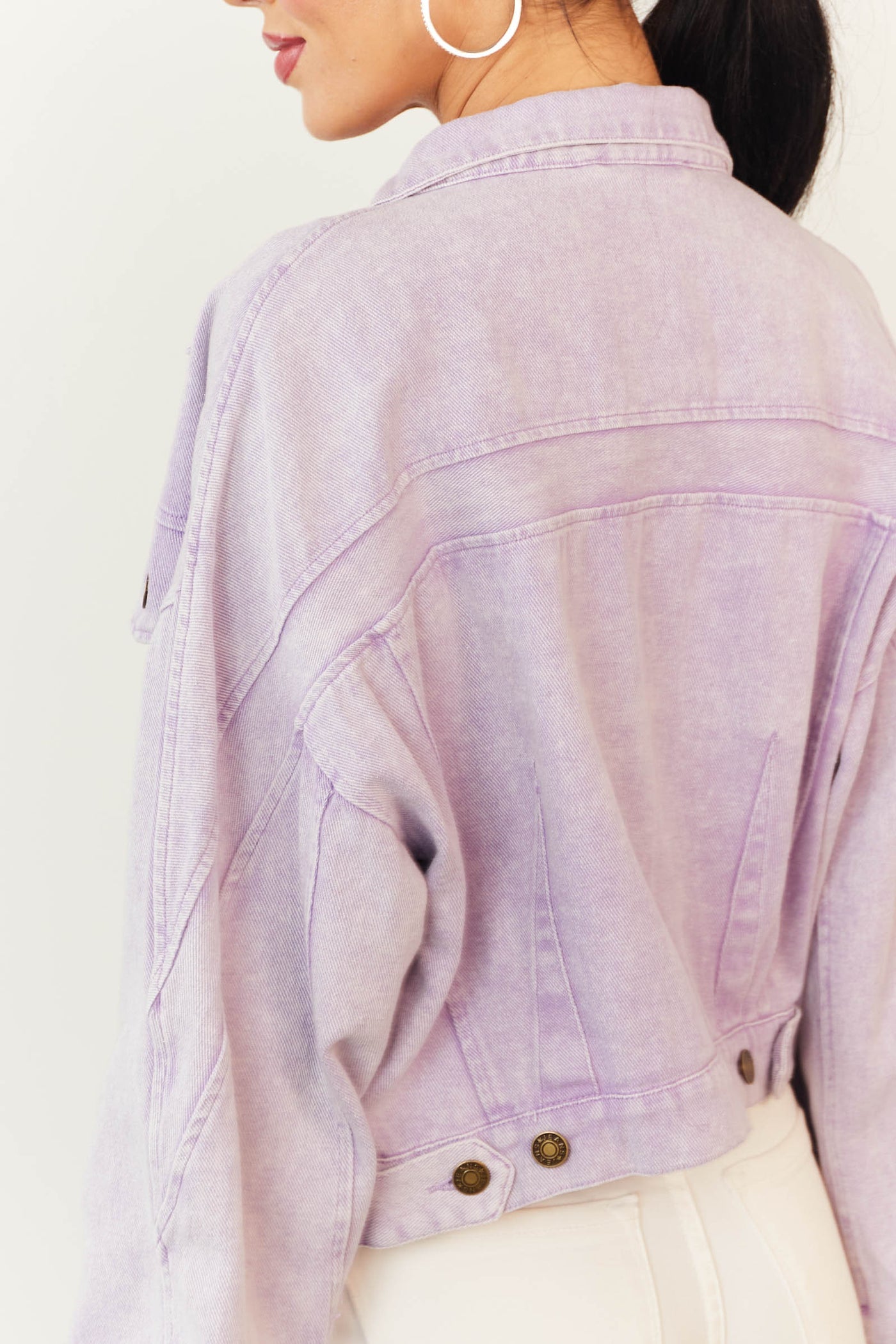 Iris Collared Neck Button Up Denim Jacket