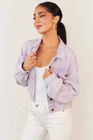Iris Collared Neck Button Up Denim Jacket