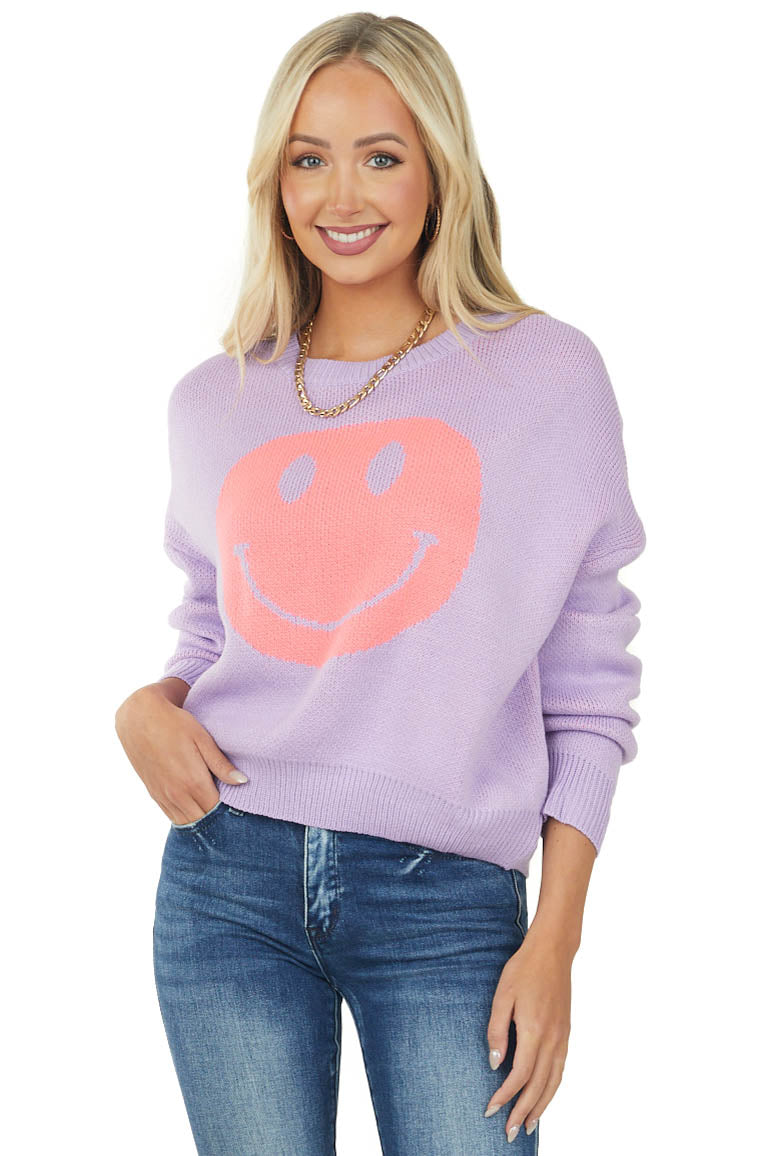 Iris Smiley Face Graphic Long Sleeve Sweater