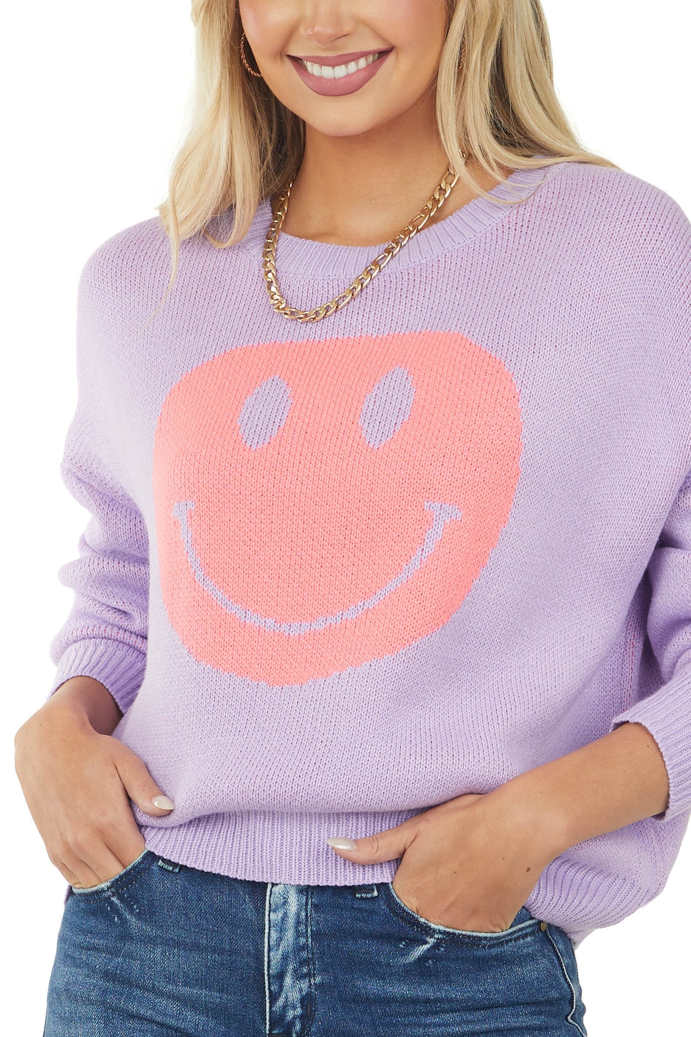 Iris Smiley Face Graphic Long Sleeve Sweater