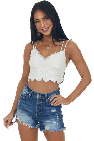 Ivory Crochet Lace Crossed Strap Bralette