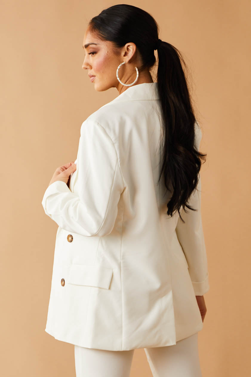 Ivory Double Button Detail Blazer