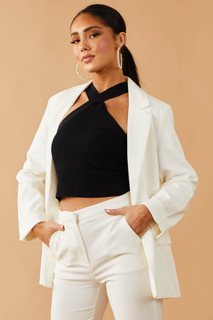 Ivory Double Button Detail Blazer