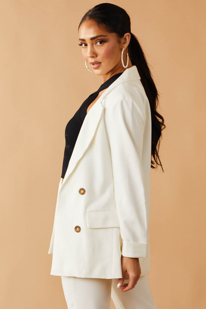 Ivory Double Button Detail Blazer