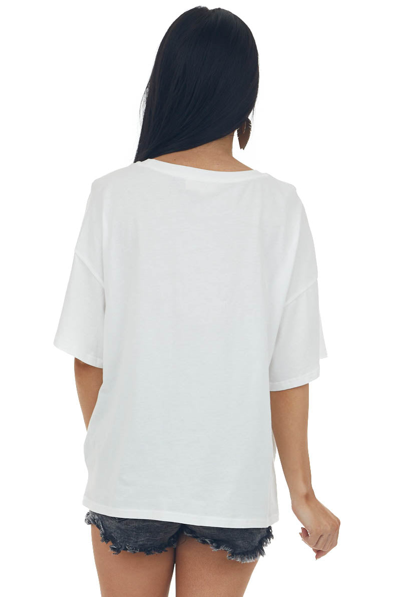 Ivory Front Knot Drop Shoulder Knit Tee