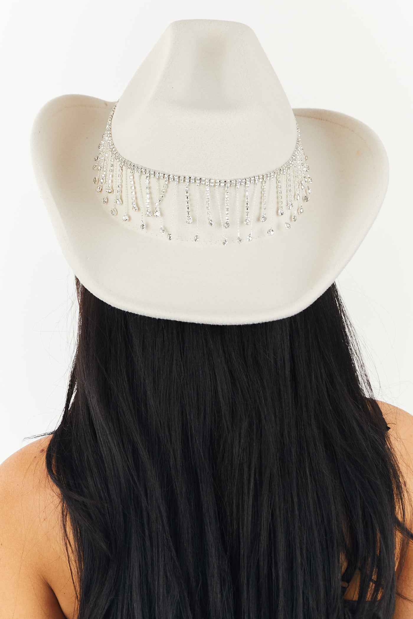 Ivory Felt Western Hat with Rhinestone Band