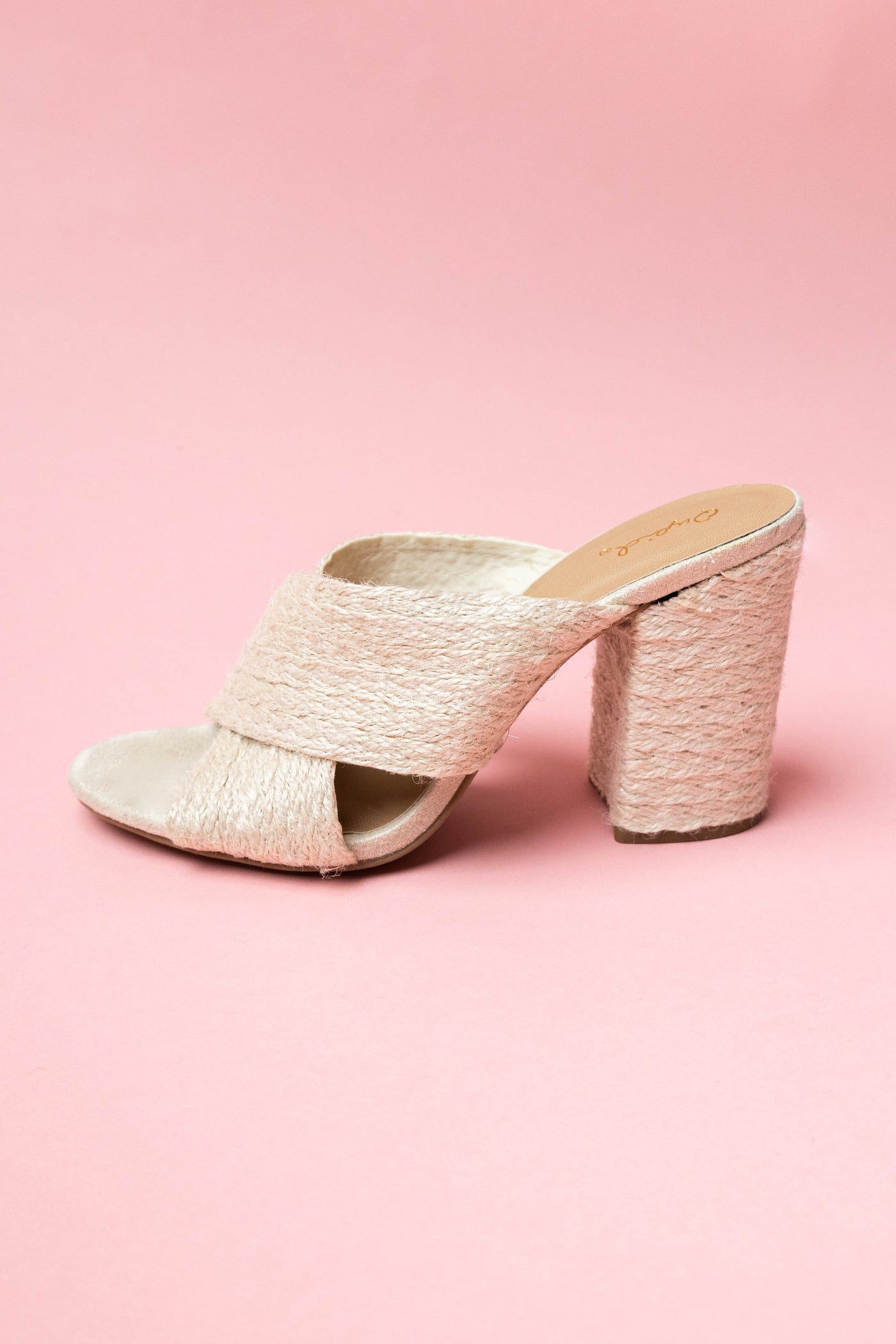 Ivory Woven Jute Criss Cross Slip On Heels