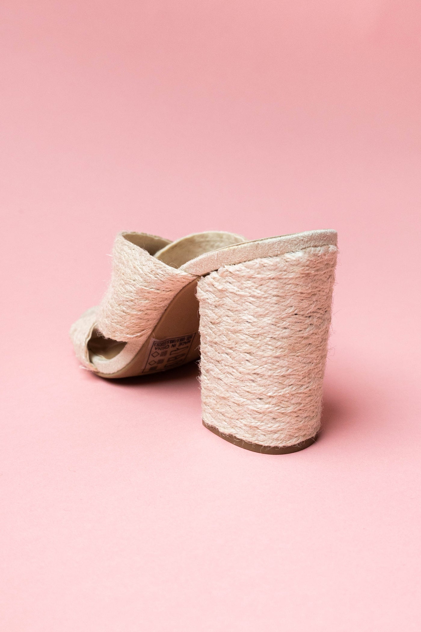 Ivory Woven Jute Criss Cross Slip On Heels