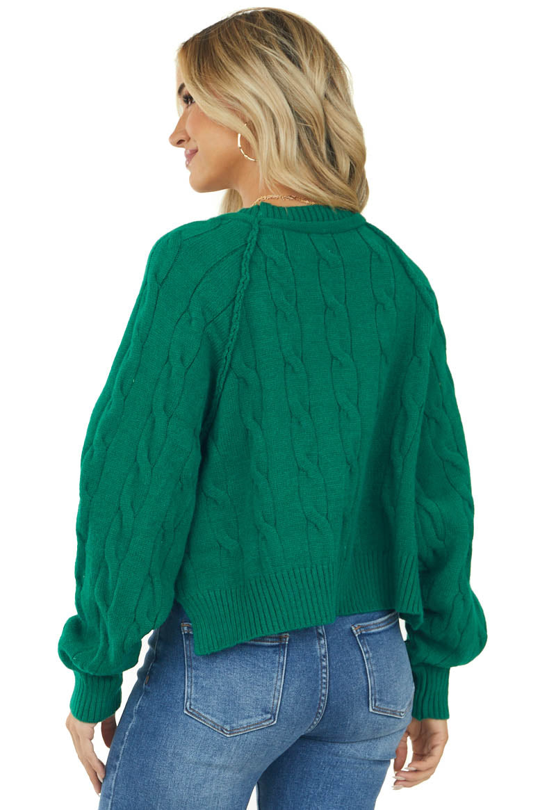 Jade Cable Knit Oversized Exposed Seam Sweater