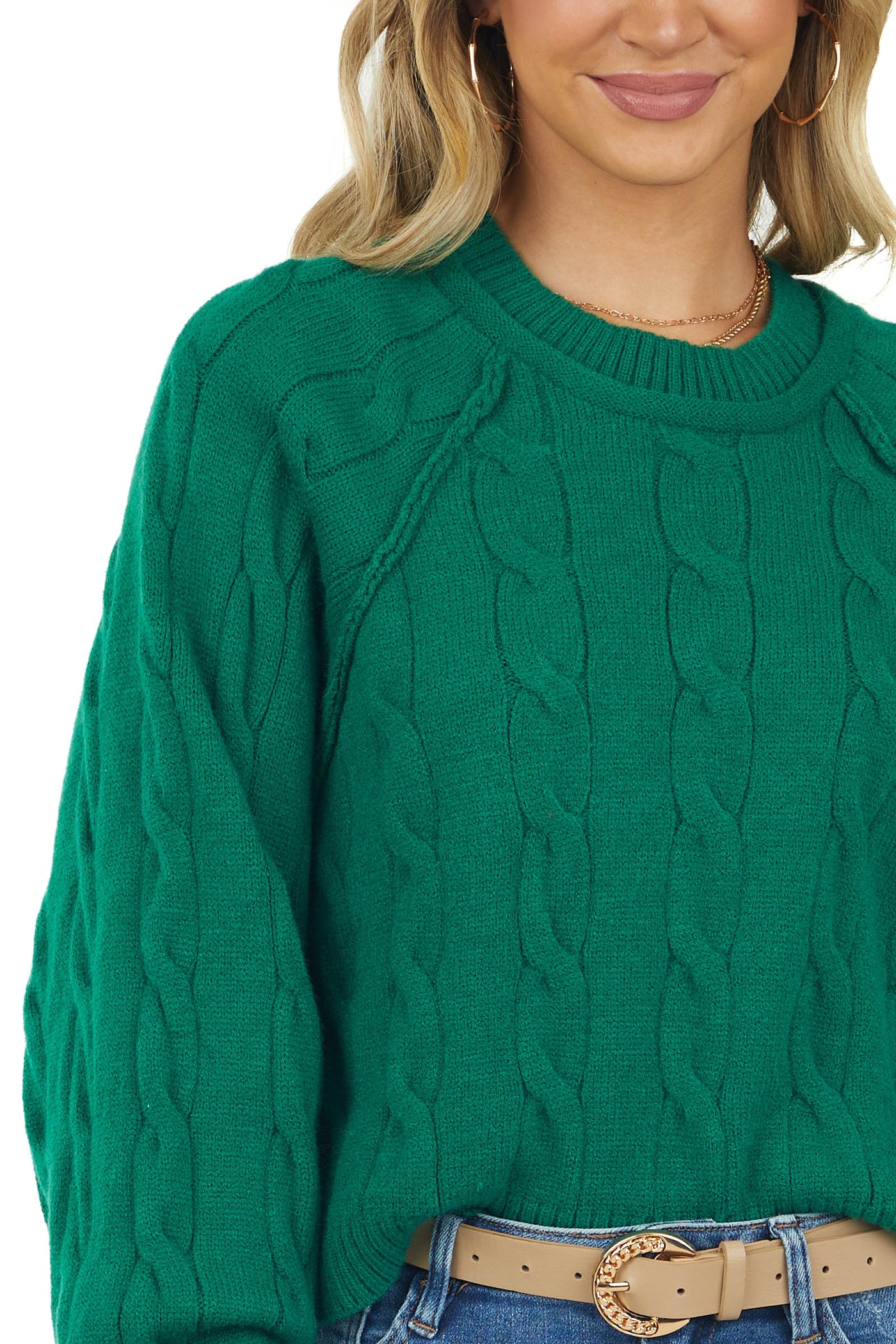 Jade Cable Knit Oversized Exposed Seam Sweater
