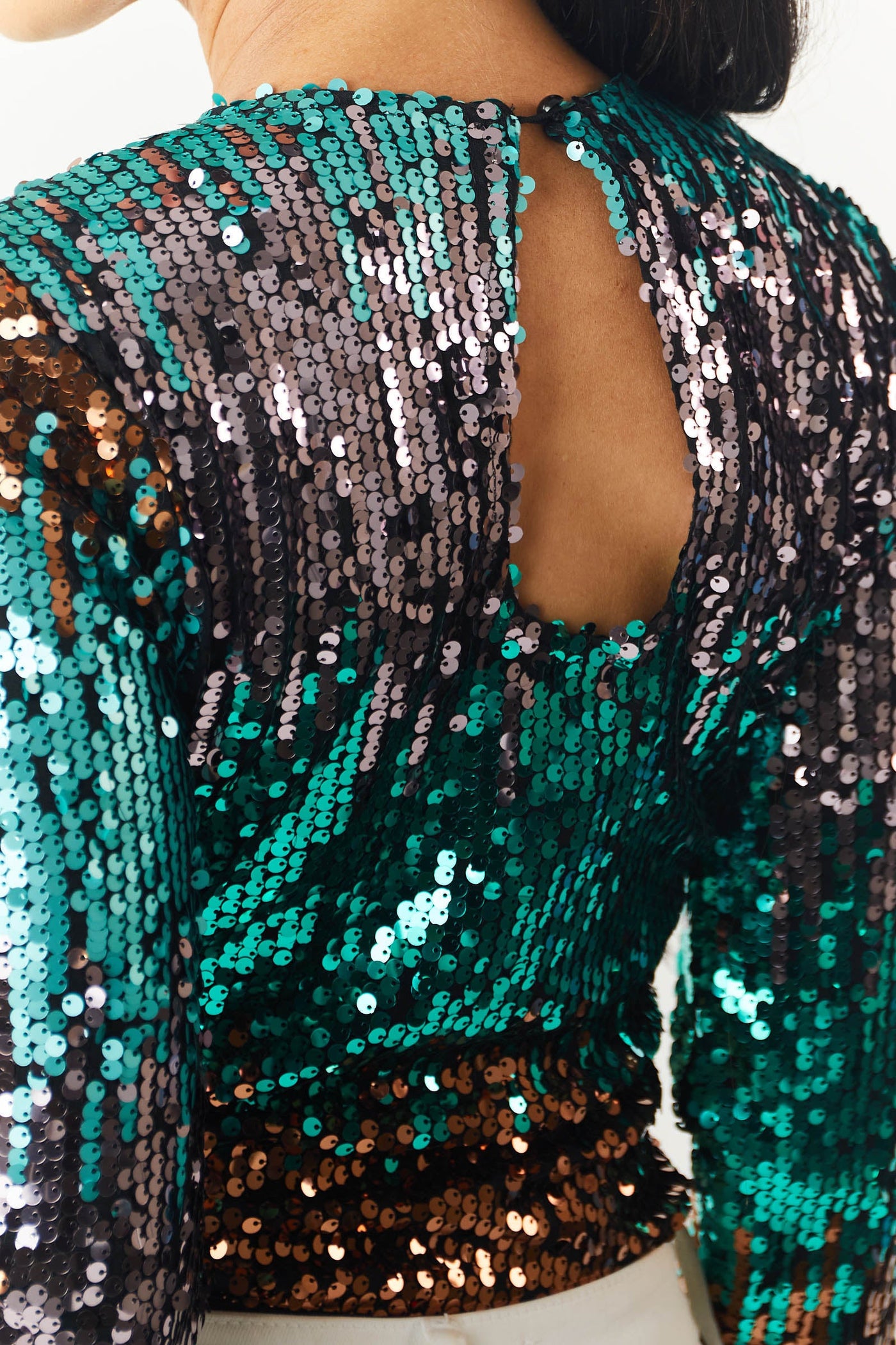Jade Multicolor Long Sleeve Sequins Bodysuit