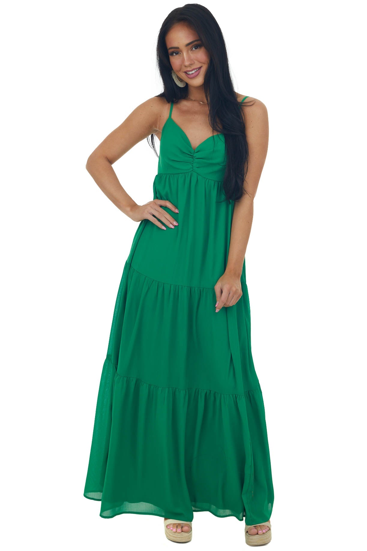 Jade Sleeveless Tiered Woven Maxi Dress