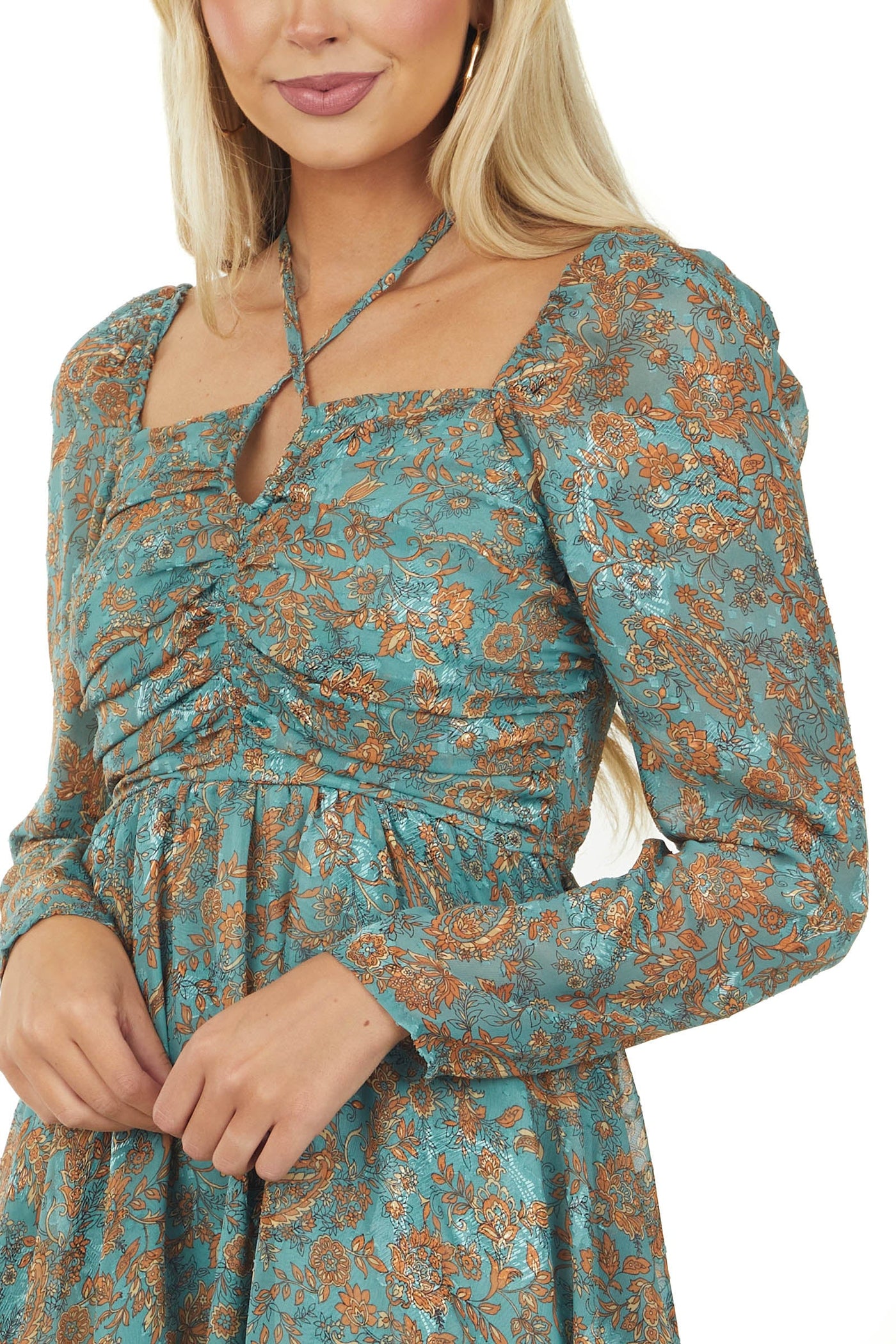 Juniper Paisley Floral Printed Long Sleeve Dress