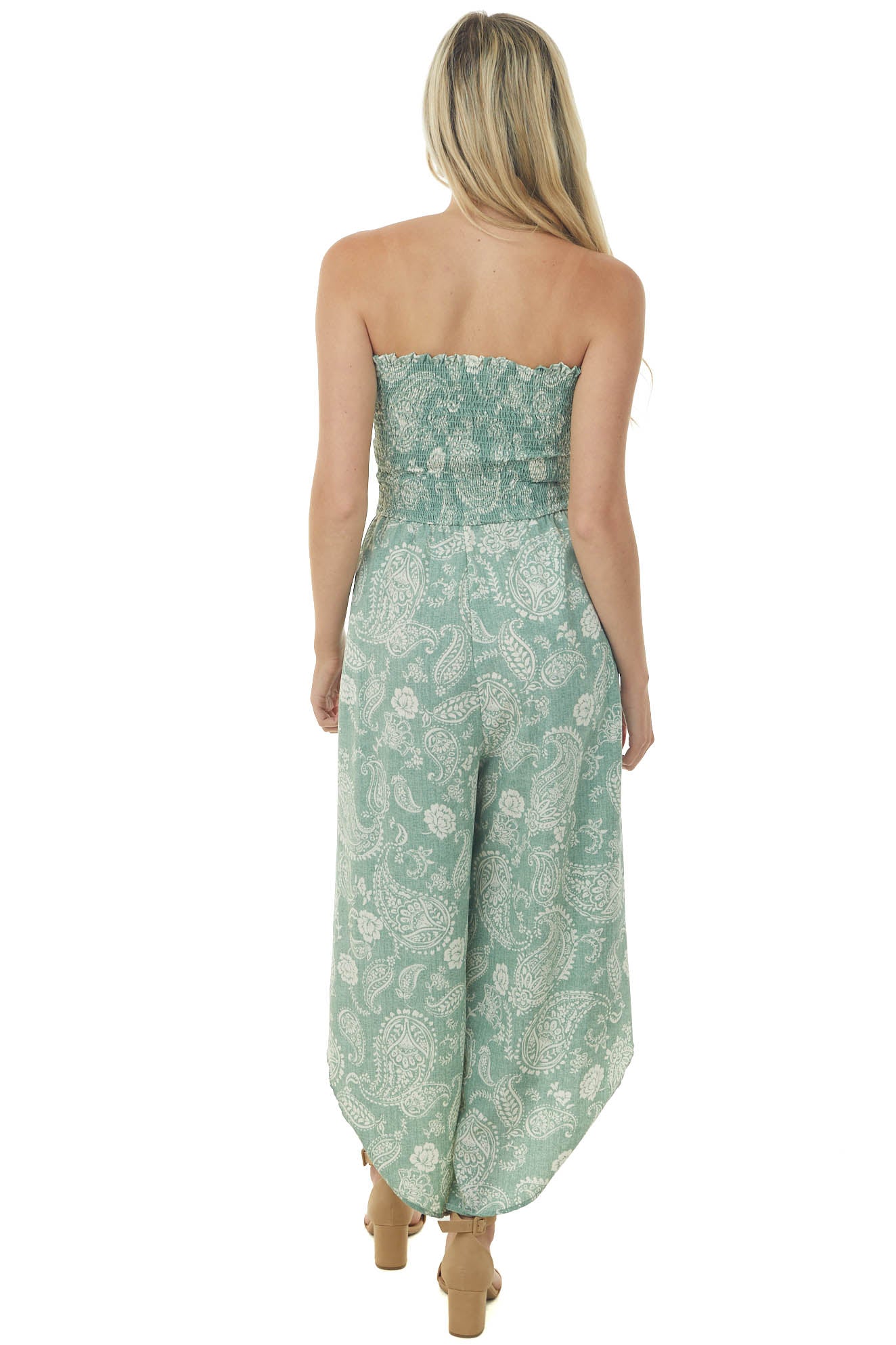 Juniper Paisley Print Strapless Smocked Jumpsuit