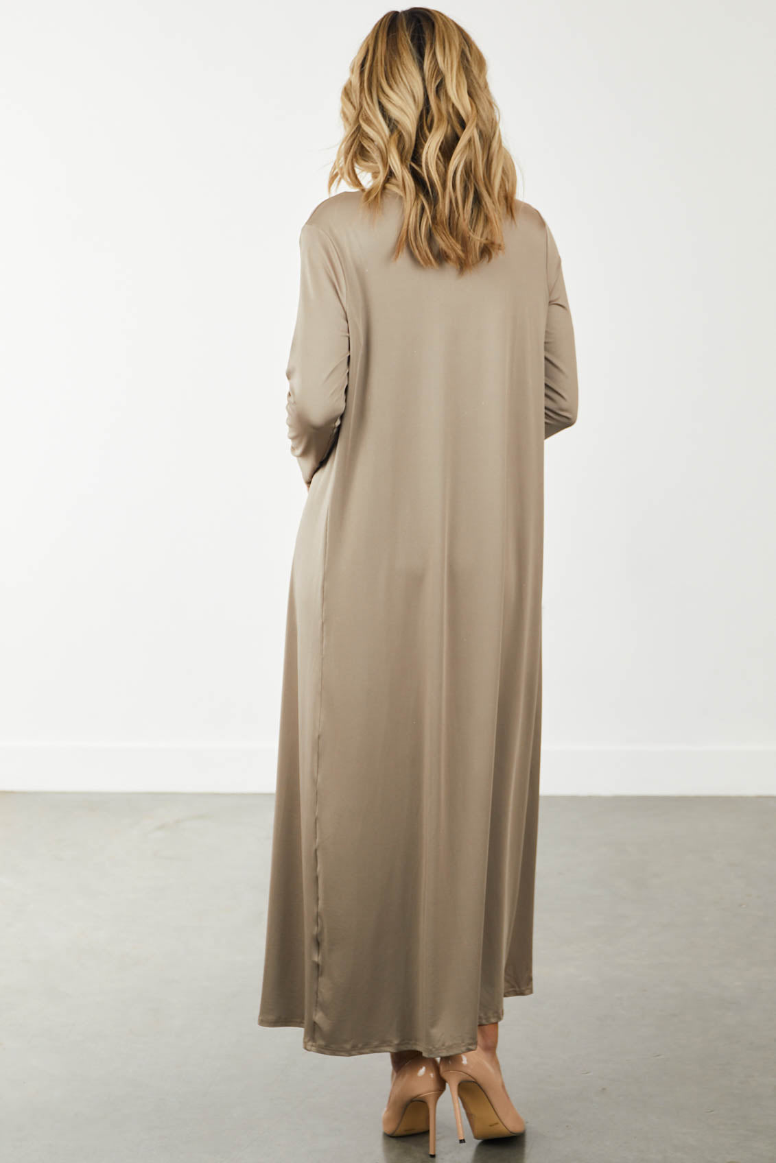 Khaki Strapless Bodycon Dress and Cardigan Set