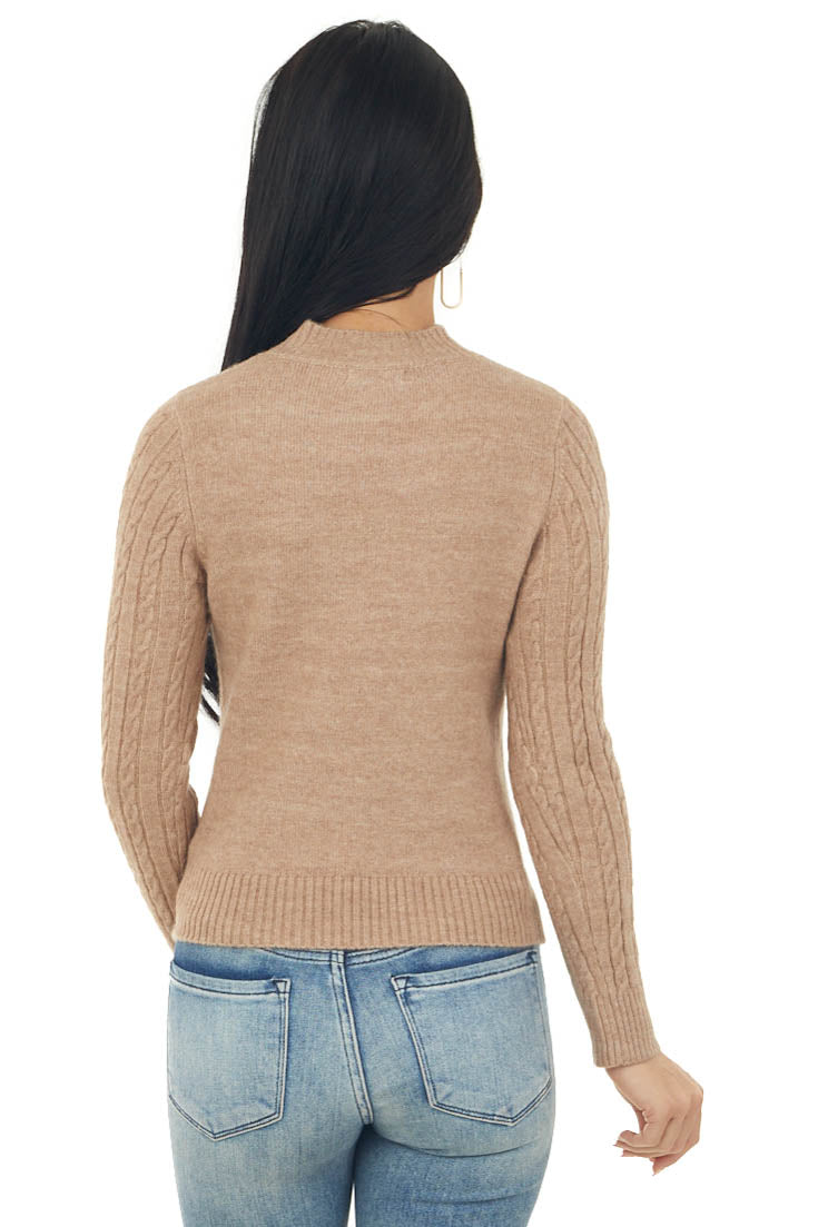 Latte Cable Knit Sweater with Chest Cut Out