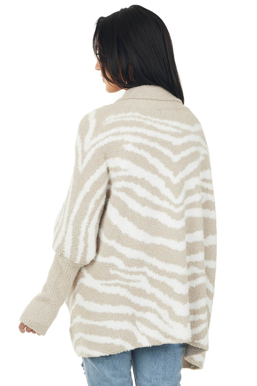 Latte Zebra Print Super Soft Knit Cardigan