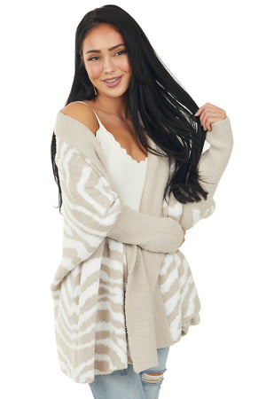 Latte Zebra Print Super Soft Knit Cardigan