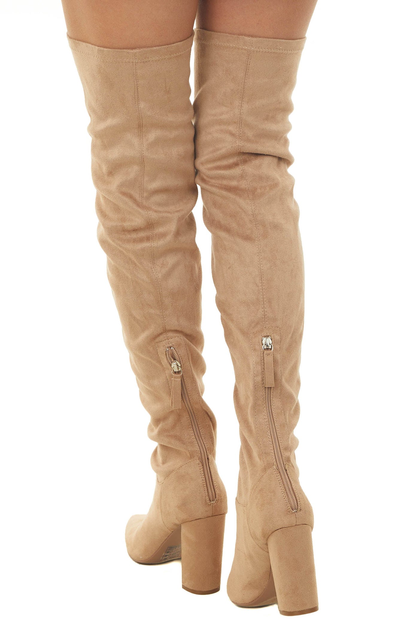 Latte Faux Suede Slouchy Knee Length Boots