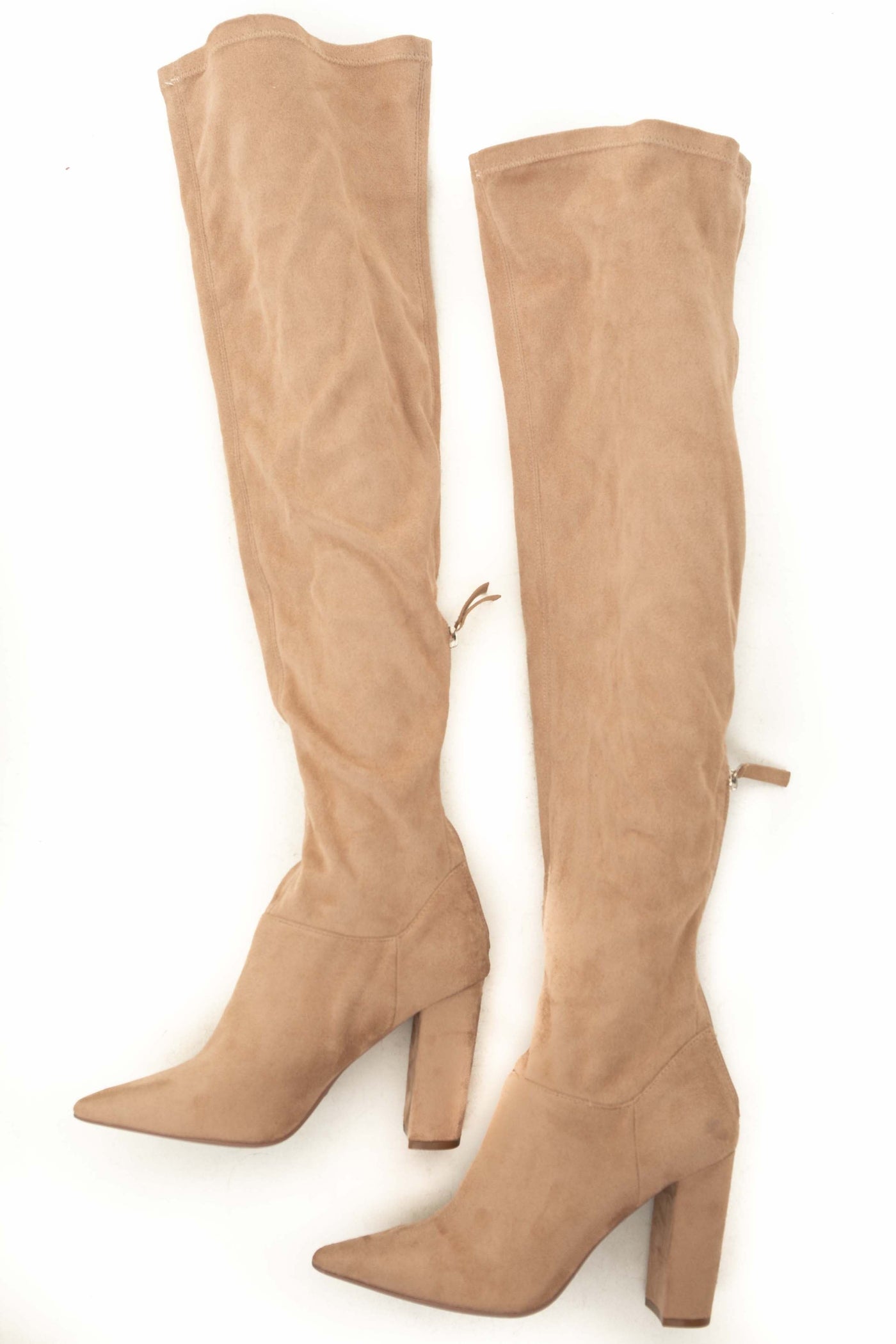 Latte Faux Suede Slouchy Knee Length Boots