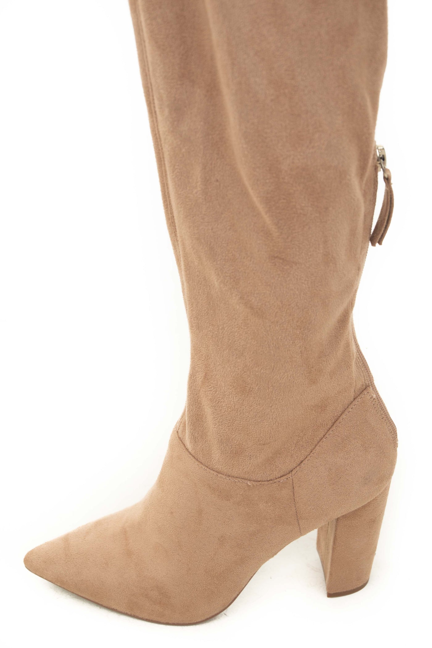 Latte Faux Suede Slouchy Knee Length Boots