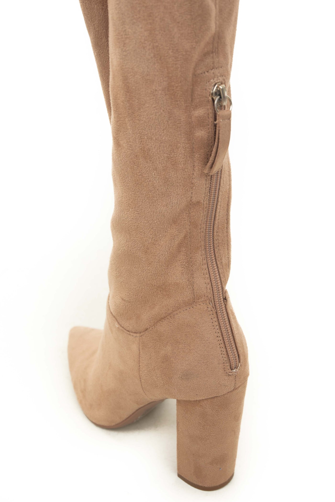 Latte Faux Suede Slouchy Knee Length Boots
